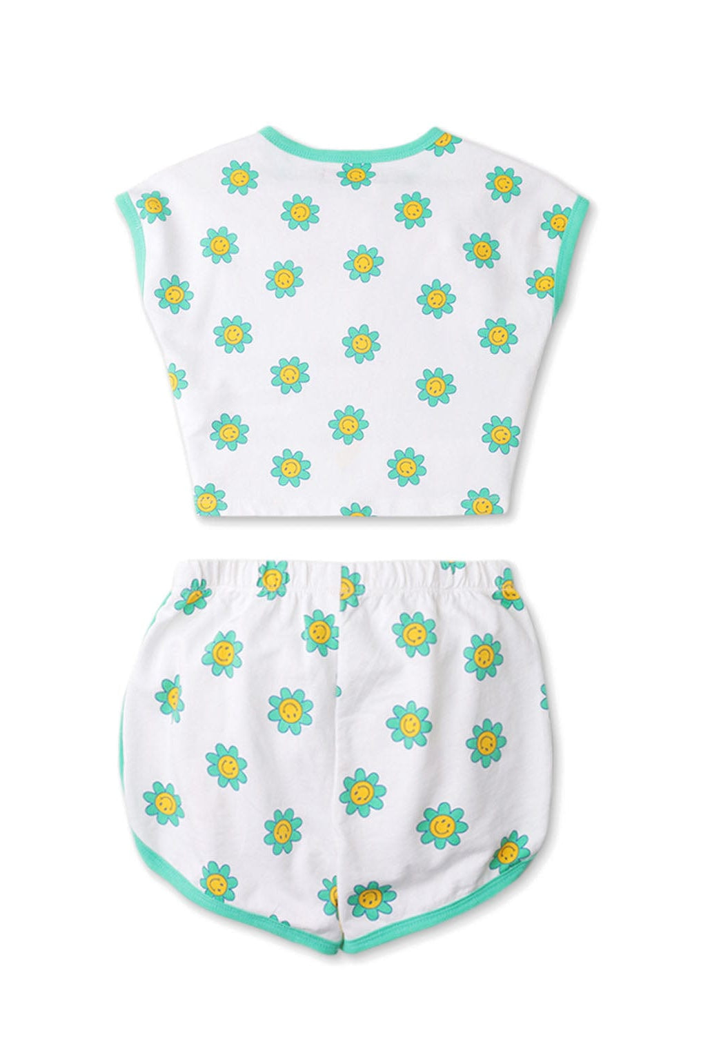 جينجرسنابس طقم شورت بناتي مورد بتيشيرت كت أخضر