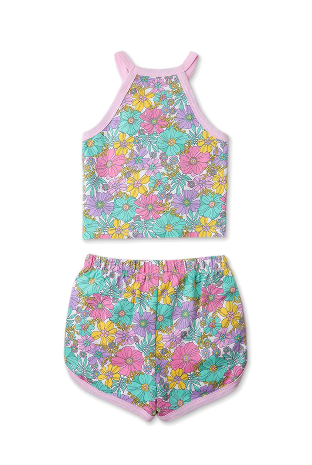 جينجرسنابس طقم شورت بناتي مزهر حمالات متعدد الألوان