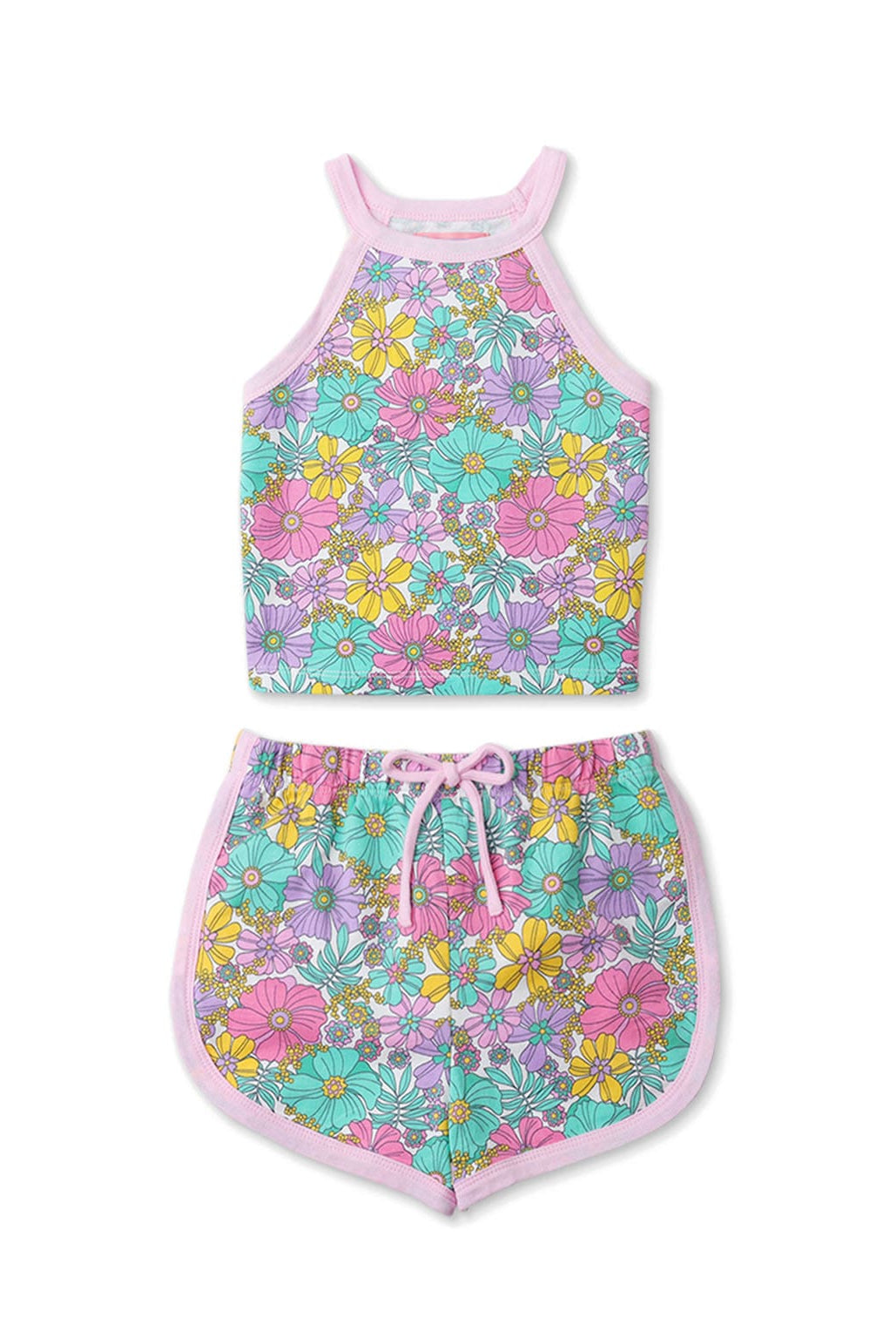 جينجرسنابس طقم شورت بناتي مزهر حمالات متعدد الألوان