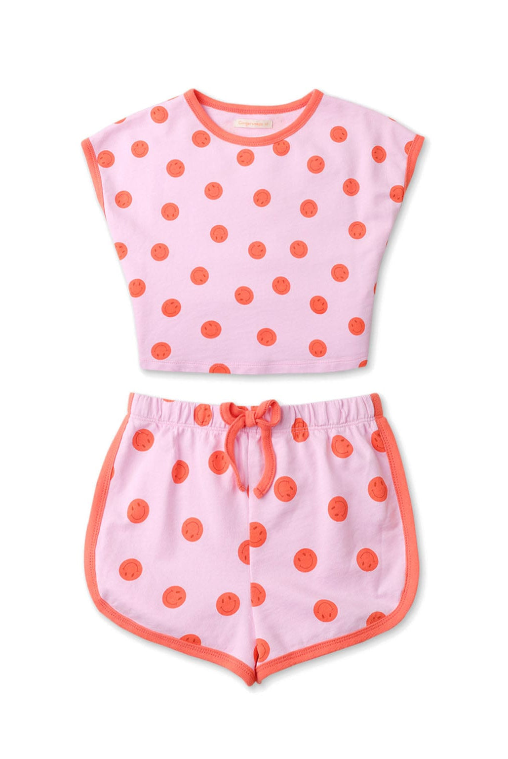 جينجرسنابس طقم شورت بناتي منقط كت وردي