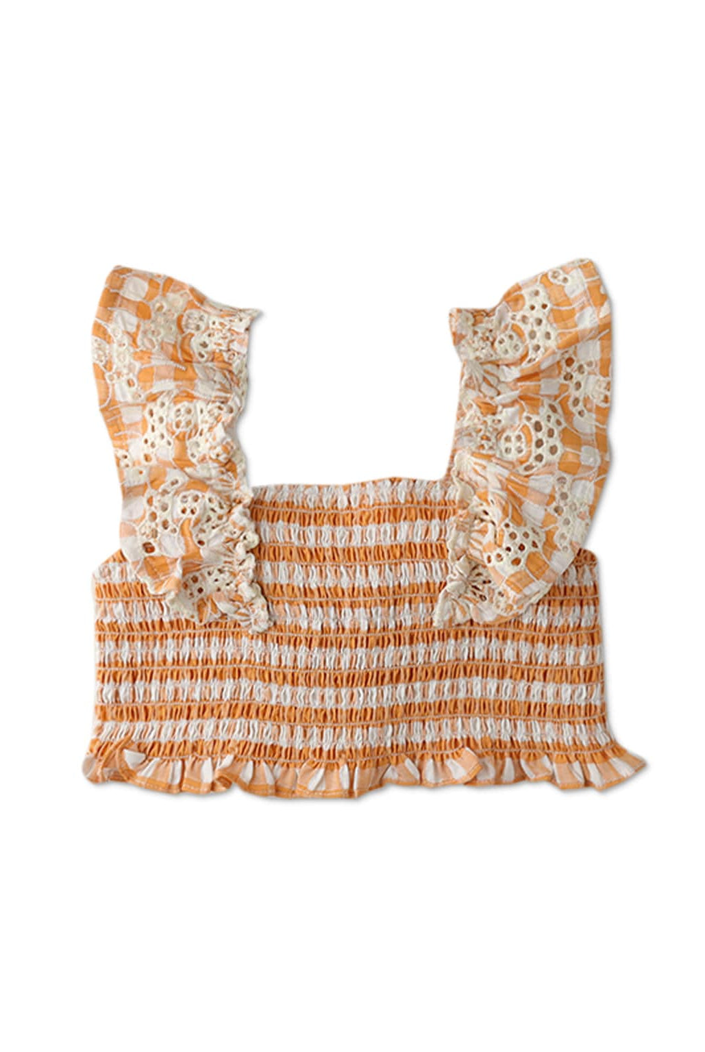 جينجرسنابس طقم شورت وكروب توب بحمالات مخرمة برتقالي