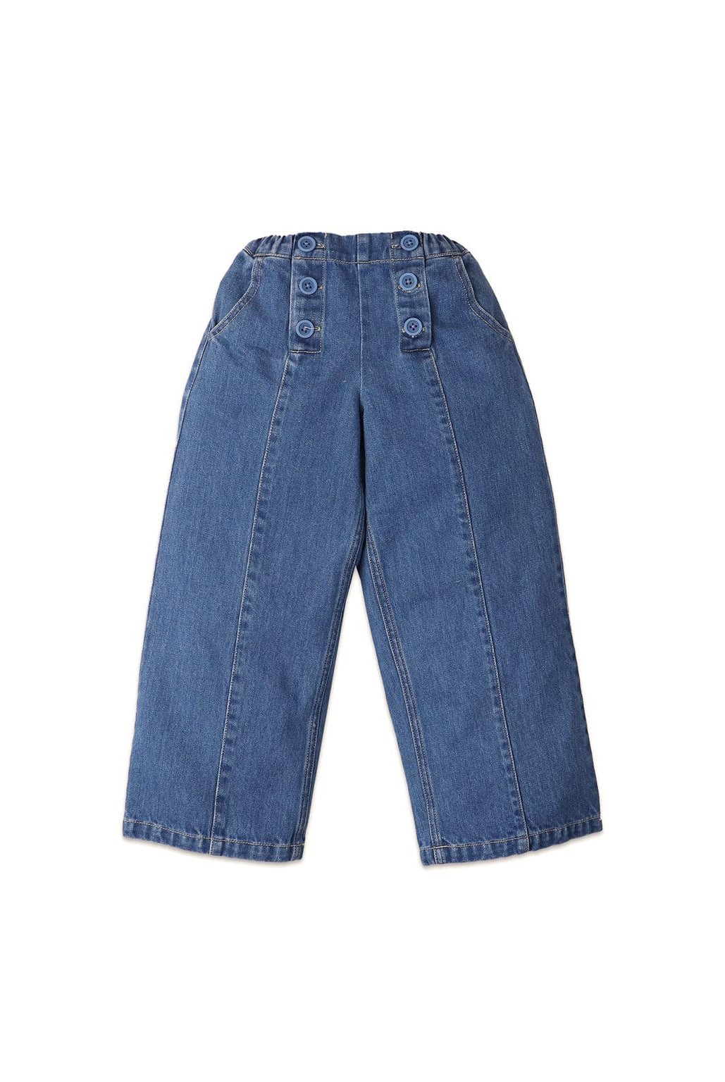 جينجرسنابس بنطلون بناتي بازرارعلى جانبي الخصر أزرق