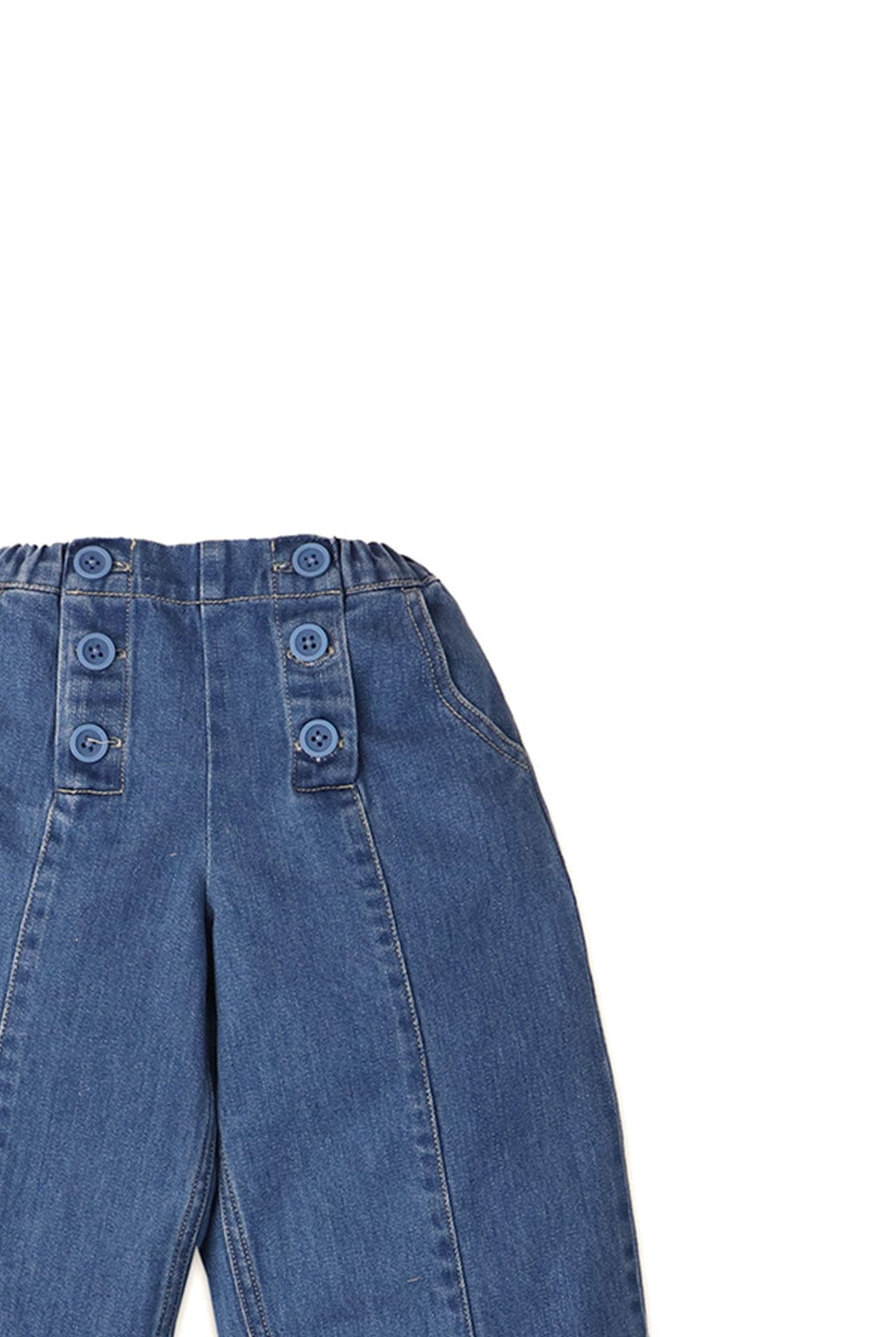 جينجرسنابس بنطلون بناتي بازرارعلى جانبي الخصر أزرق