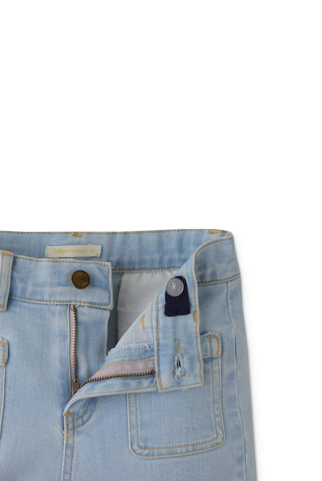 جينجرسنابس بنطلون بناتي جينز فاتح واسع من أسف أزرق