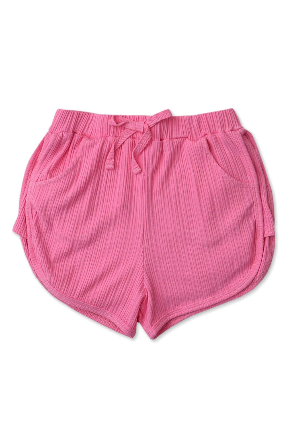 جينجرسنابس شورت بناتي سادة بجيوب وفيونكة وردي