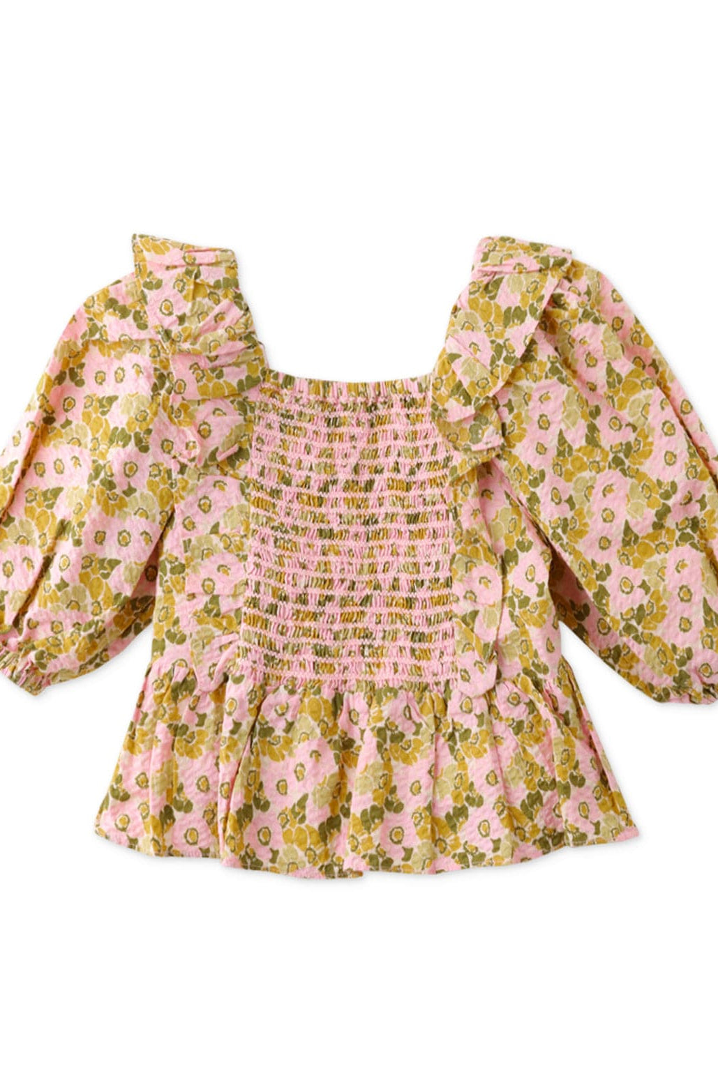 جينجرسنابس طقم شورت بناتي وبلوزة نص كم بف منقوشة ورود متعدد الألوان