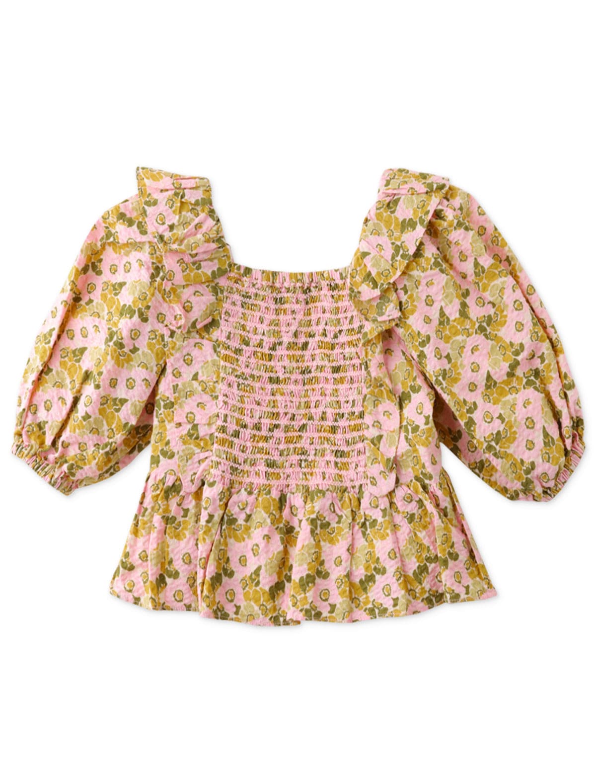 جينجرسنابس طقم شورت بناتي وبلوزة نص كم بف منقوشة ورود متعدد الألوان