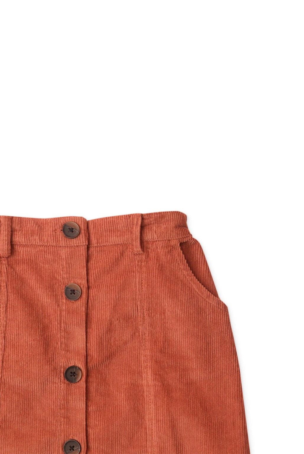 جينجرسنابس جيبة بناتي مضلعة بأزرار أمامية بني