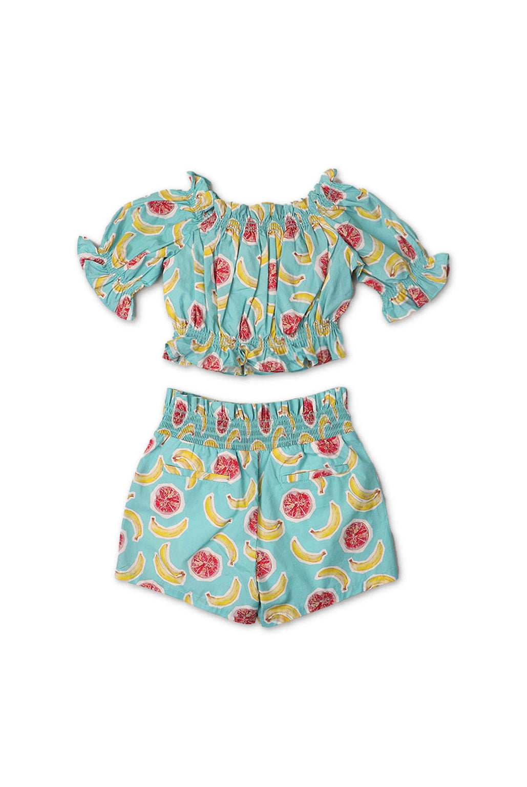 جينجرسنابس طقم شورت وبلوزة منقوش بناتي أزرق مائل للأخضر