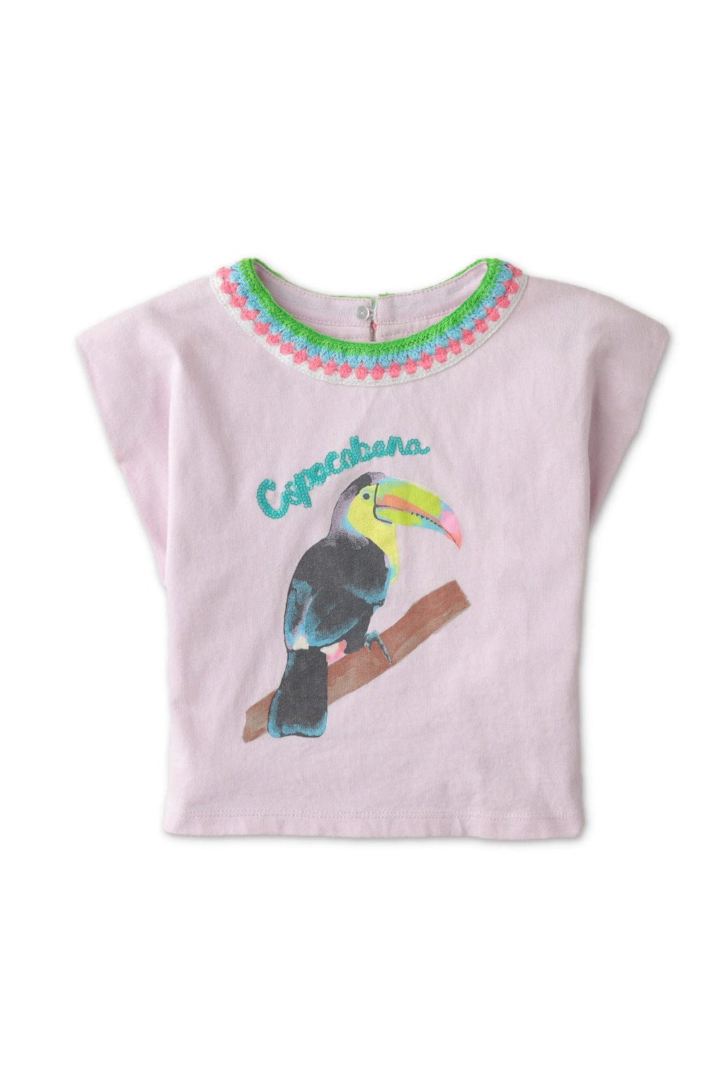 جينجرسنابس تي شيرت بناتي بطبعة عصفور مزين بالكروشيه أرجواني