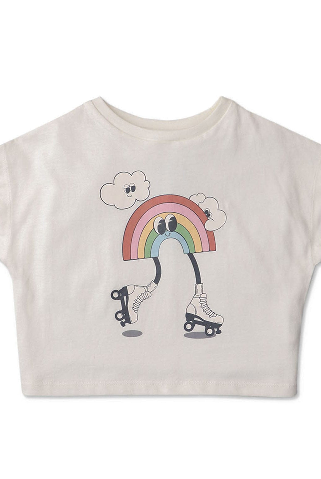 جينجرسنابس تي شيرت قصير بناتي بطبعة قوس قزح أبيض