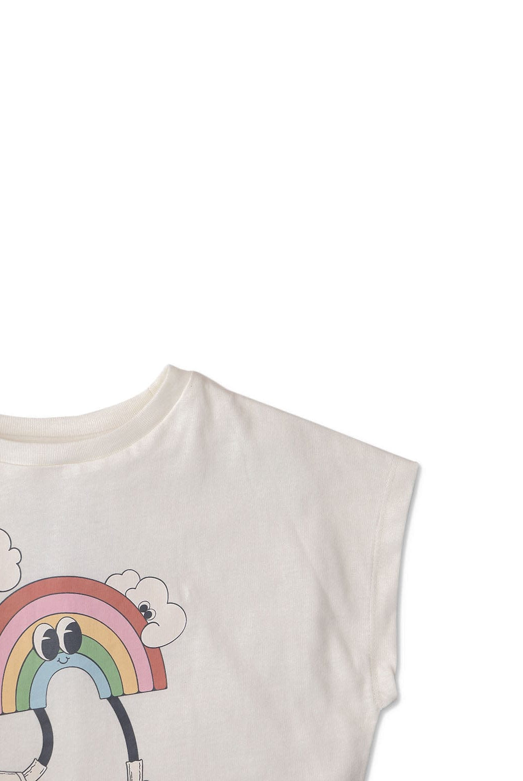 جينجرسنابس تي شيرت قصير بناتي بطبعة قوس قزح أبيض