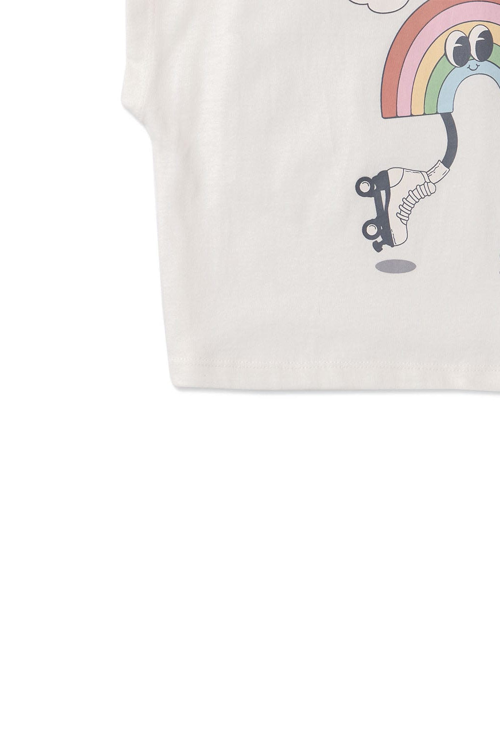 جينجرسنابس تي شيرت قصير بناتي بطبعة قوس قزح أبيض