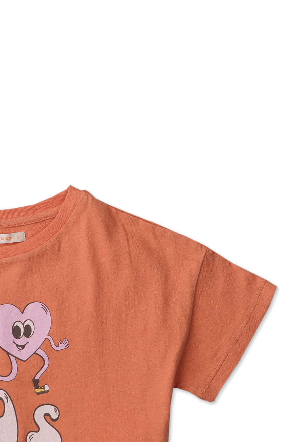 جينجرسنابس تي شيرت بناتي قصير مطبوع نص كم برتقالي
