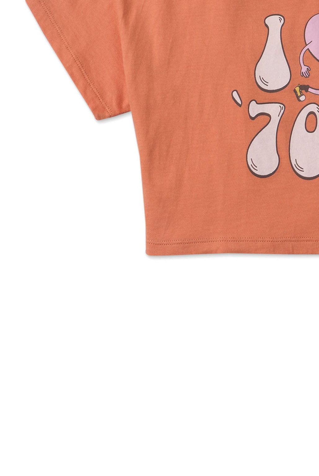 جينجرسنابس تي شيرت بناتي قصير مطبوع نص كم برتقالي