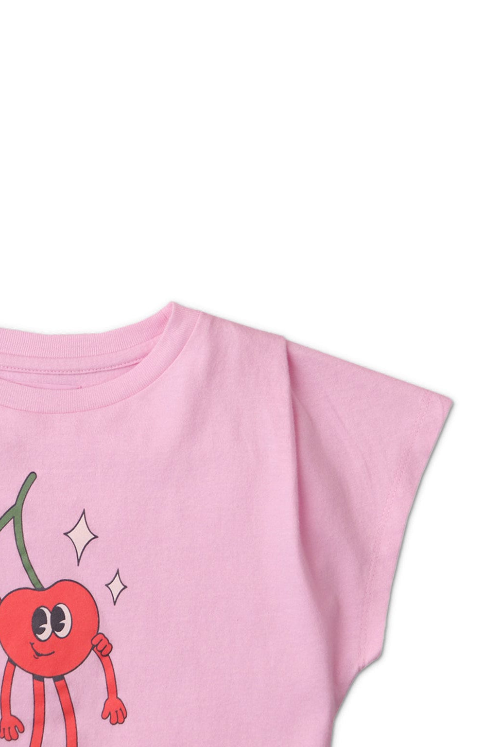 جينجرسنابس تيشيرت قصير بناتي بطبعة تفاح نص كم وردي