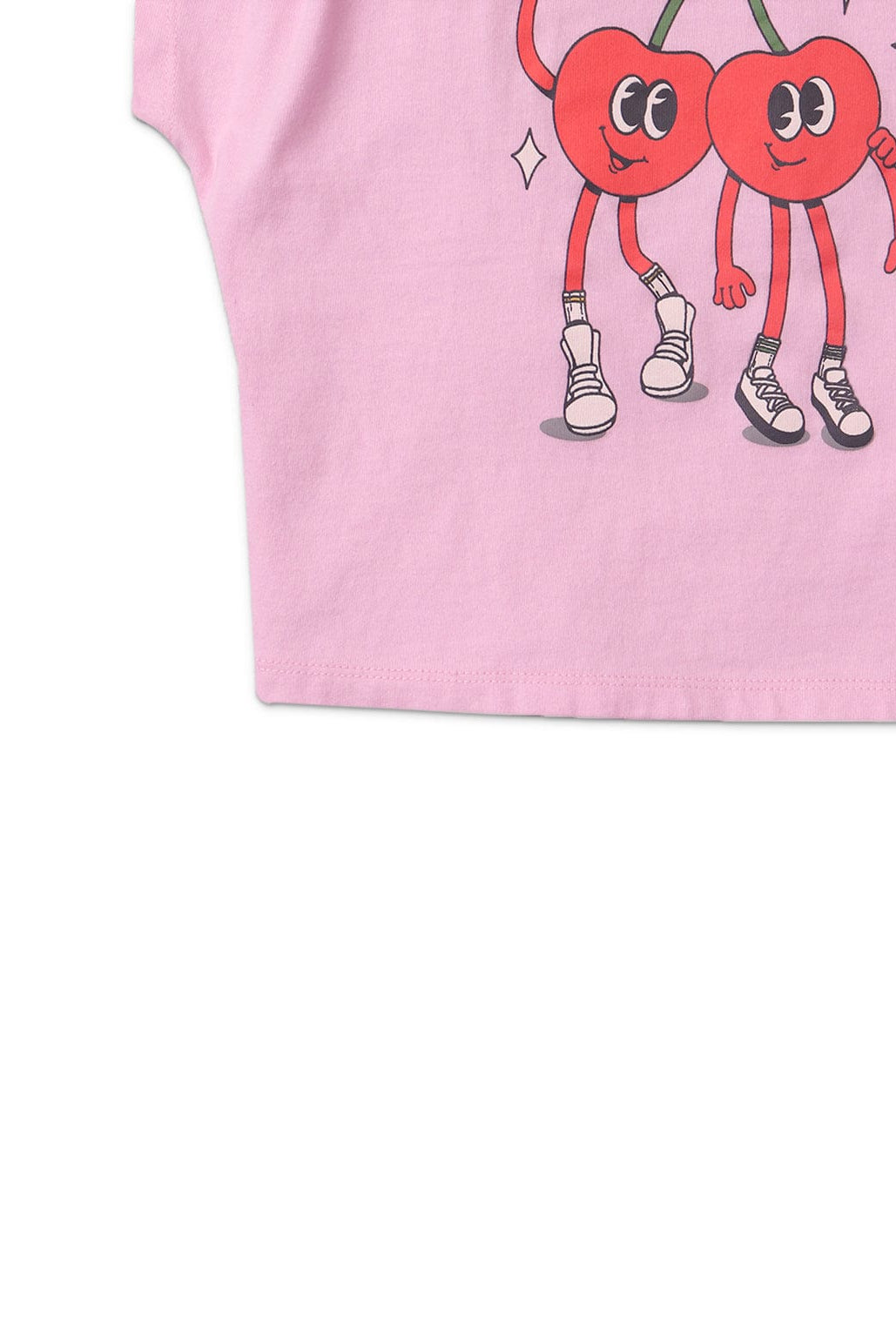 جينجرسنابس تيشيرت قصير بناتي بطبعة تفاح نص كم وردي