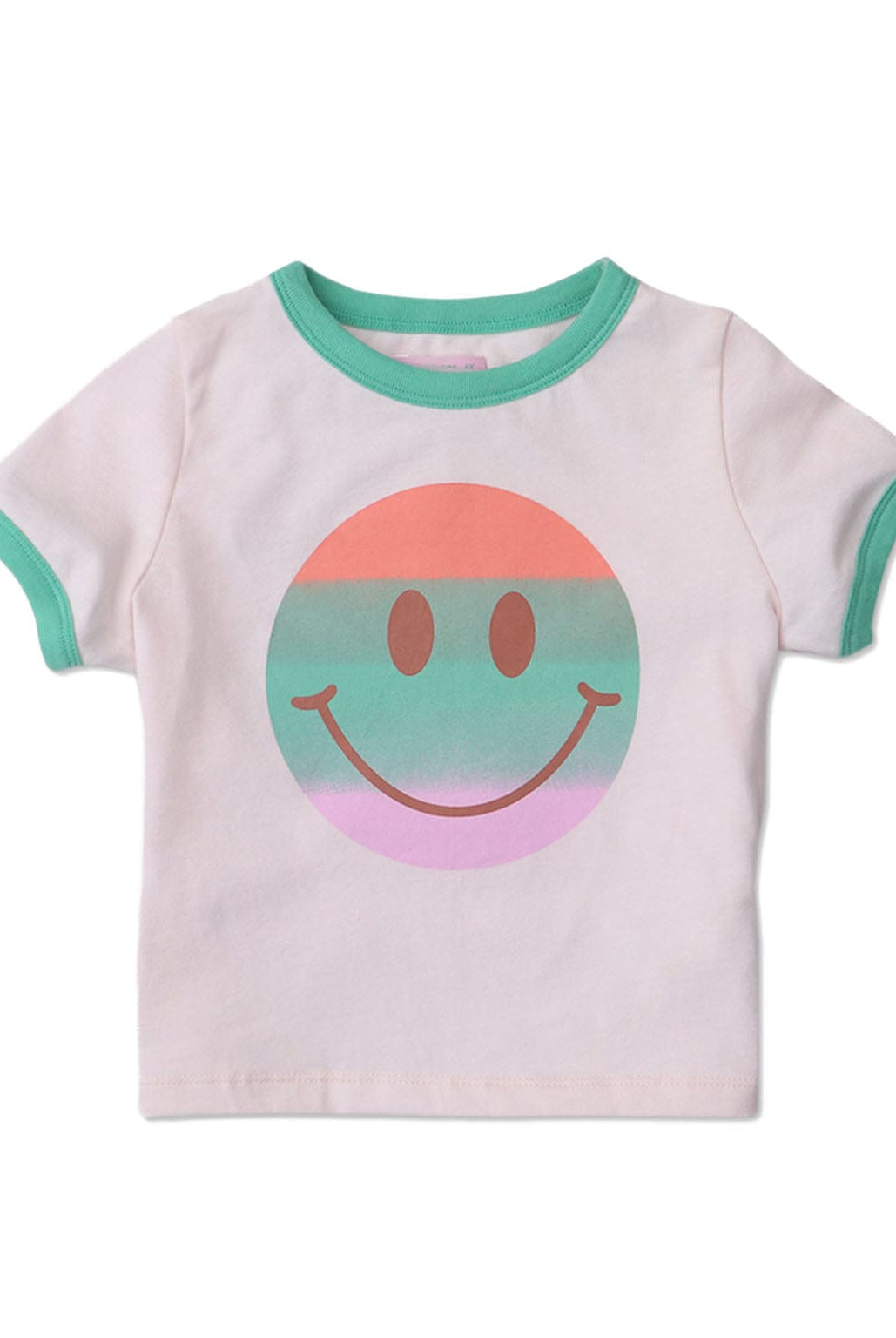 جينجرسنابس تي شيرت بناتي بطبعة سمايل نص كم وردي