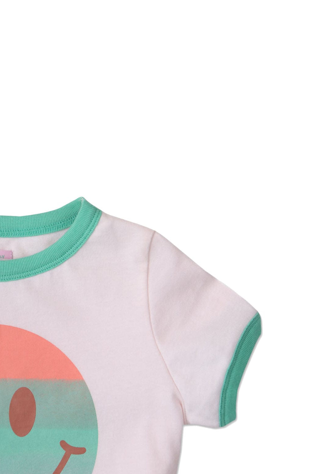 جينجرسنابس تي شيرت بناتي بطبعة سمايل نص كم وردي