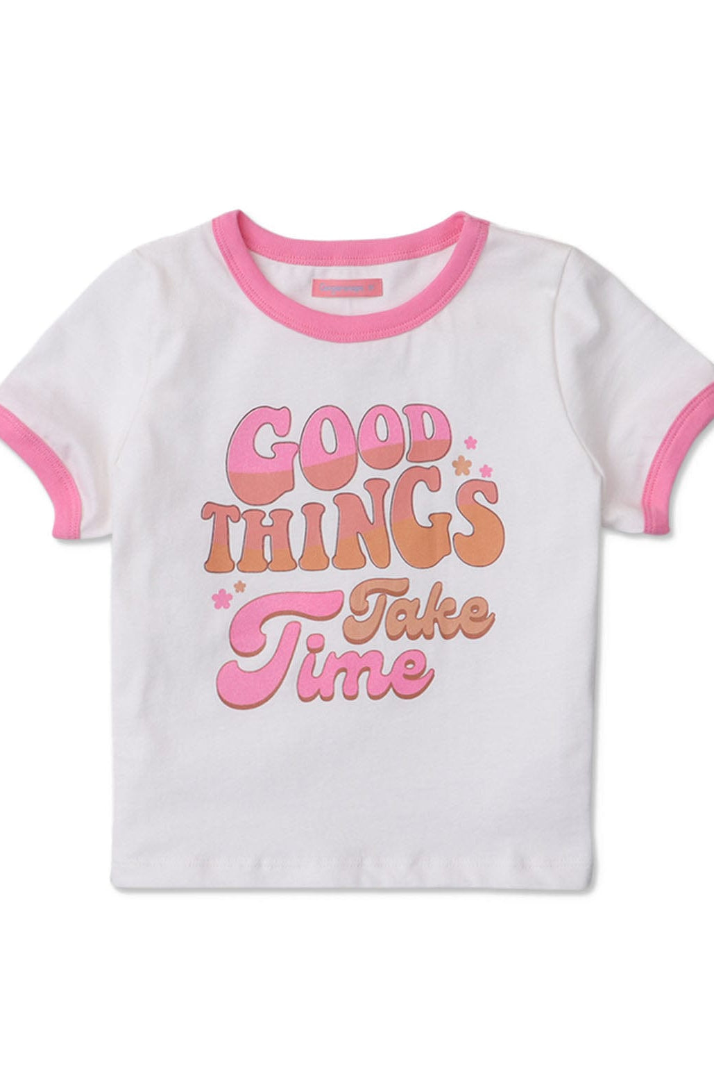 جينجرسنابس تي شيرت بناتي مطبوع بياقة دائرية أبيض