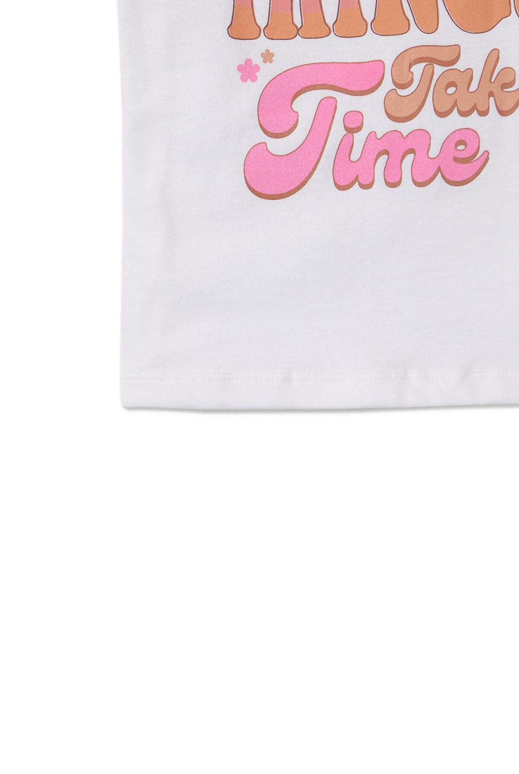 جينجرسنابس تي شيرت بناتي مطبوع بياقة دائرية أبيض