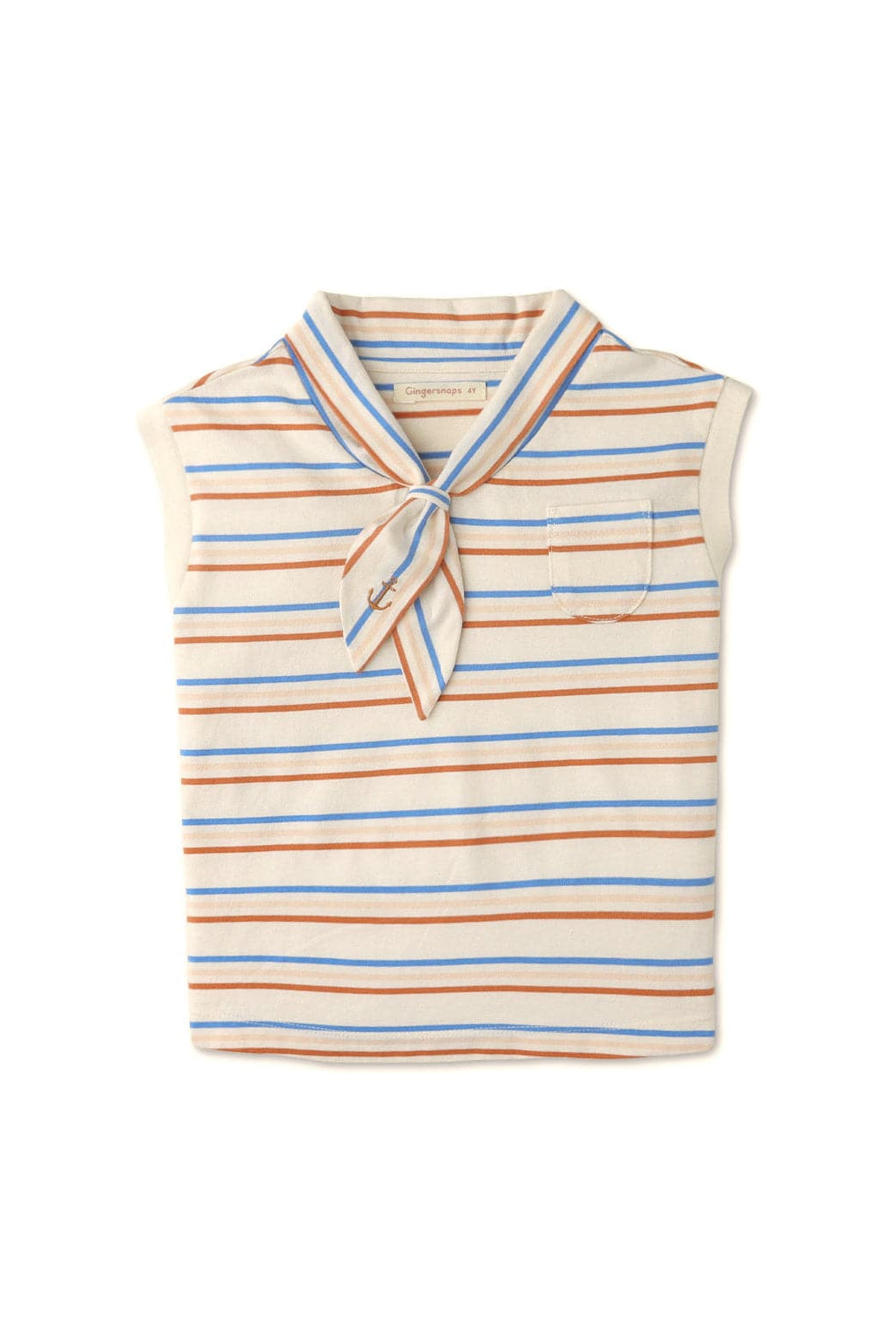 جينجرسنابس تيشرت بناتي مخطط وبربطة عالياقة متعدد الألوان