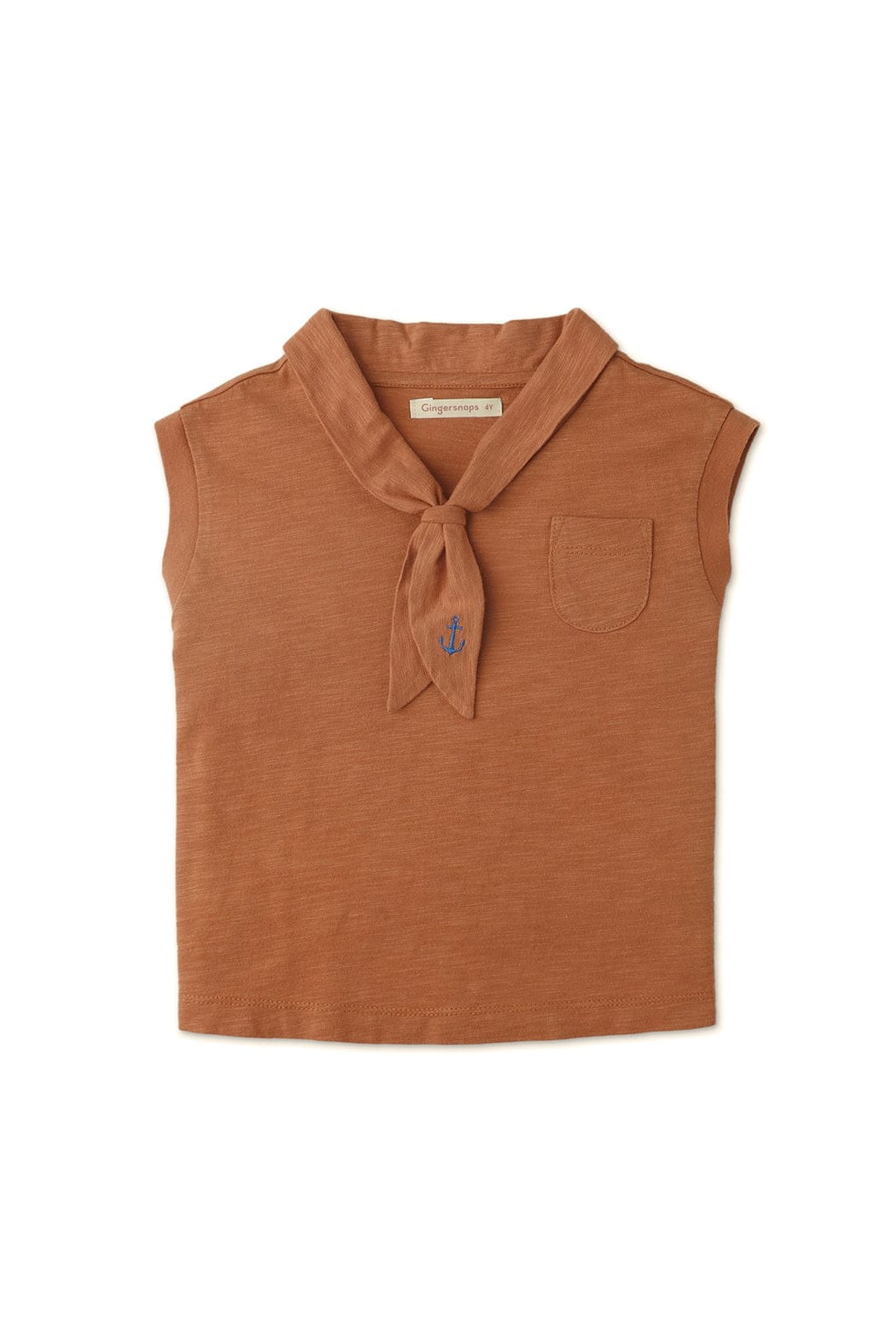 جينجرسنابس تيشرت بناتي بدون اكمام وبربطة عالياقة بني