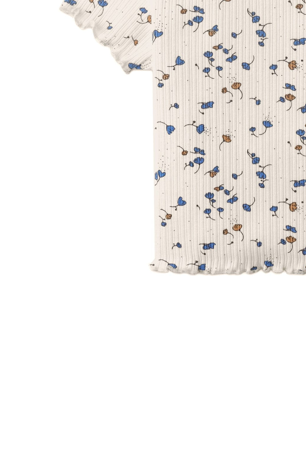 جينجرسنابس تيشرت بناتي بنص كم ورسمة ورود أوف وايت