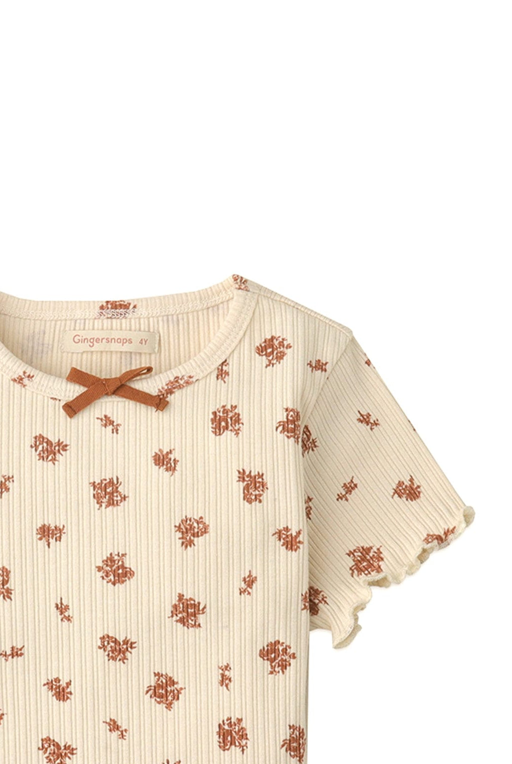 جينجرسنابس تيشرت بناتي بنص كم ورسمة زهور بيج