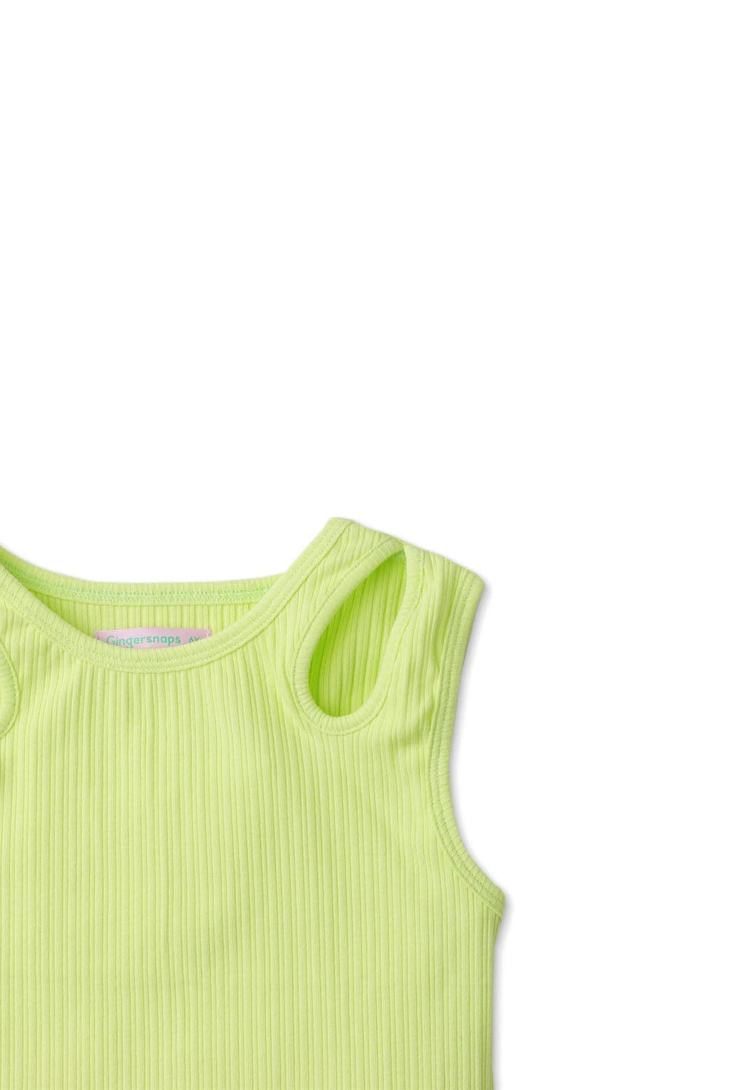جينجرسنابس تانك توب بناتي سادة بفتحتين أخضر نيون