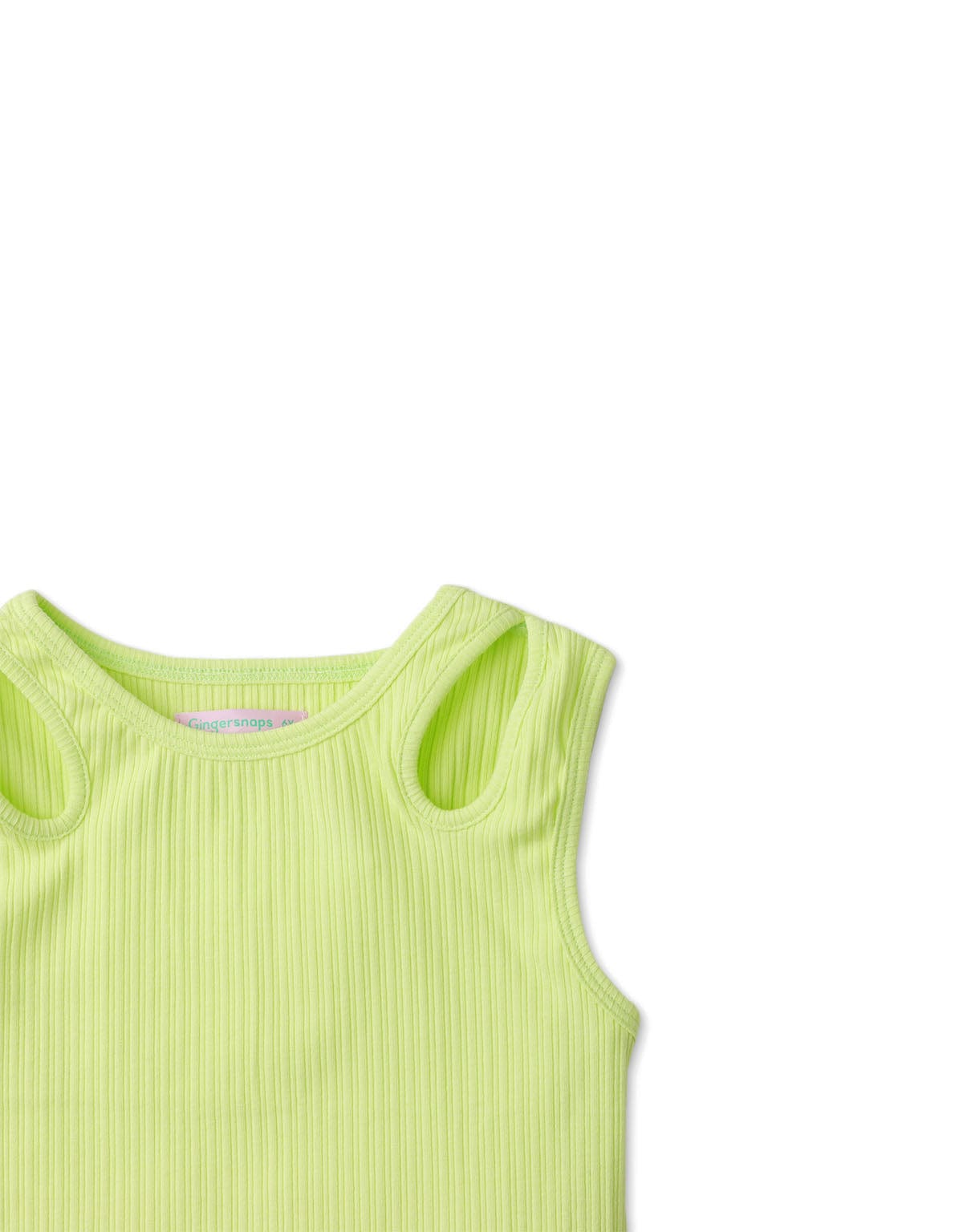 جينجرسنابس تانك توب بناتي سادة بفتحتين أخضر نيون