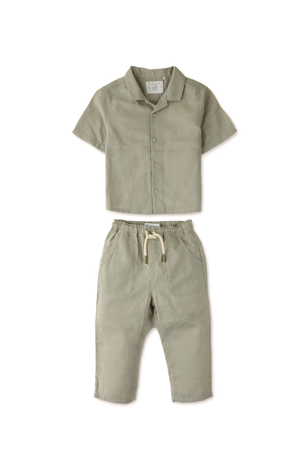 جينجرسنابس طقم بنطلون ولادي سادة واسع أخضر