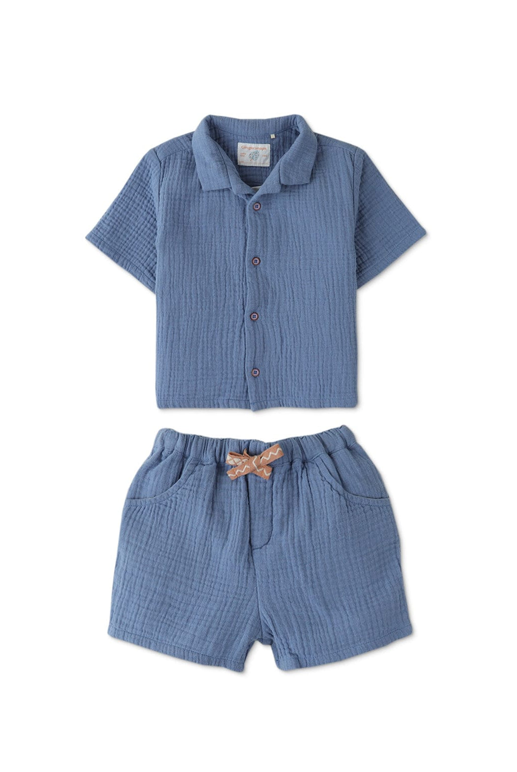جينجرسنابس طقم بيبي أولاد صيفي شورت وقميص أزرق