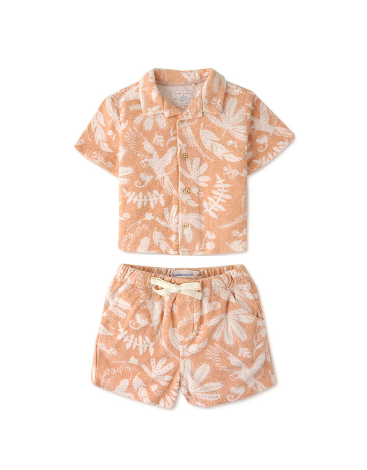جينجرسنابس طقم بيبي أولاد مشجر قميص وشورت بني