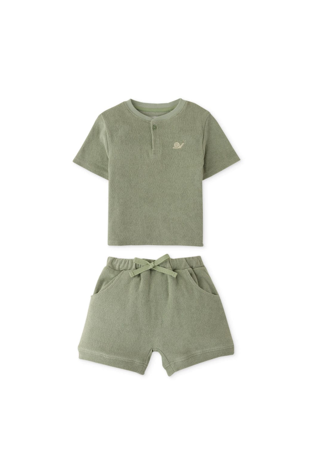 جينجرسنابس طقم شورت بيبي ولادي وتيشيرت نص كم أخضر