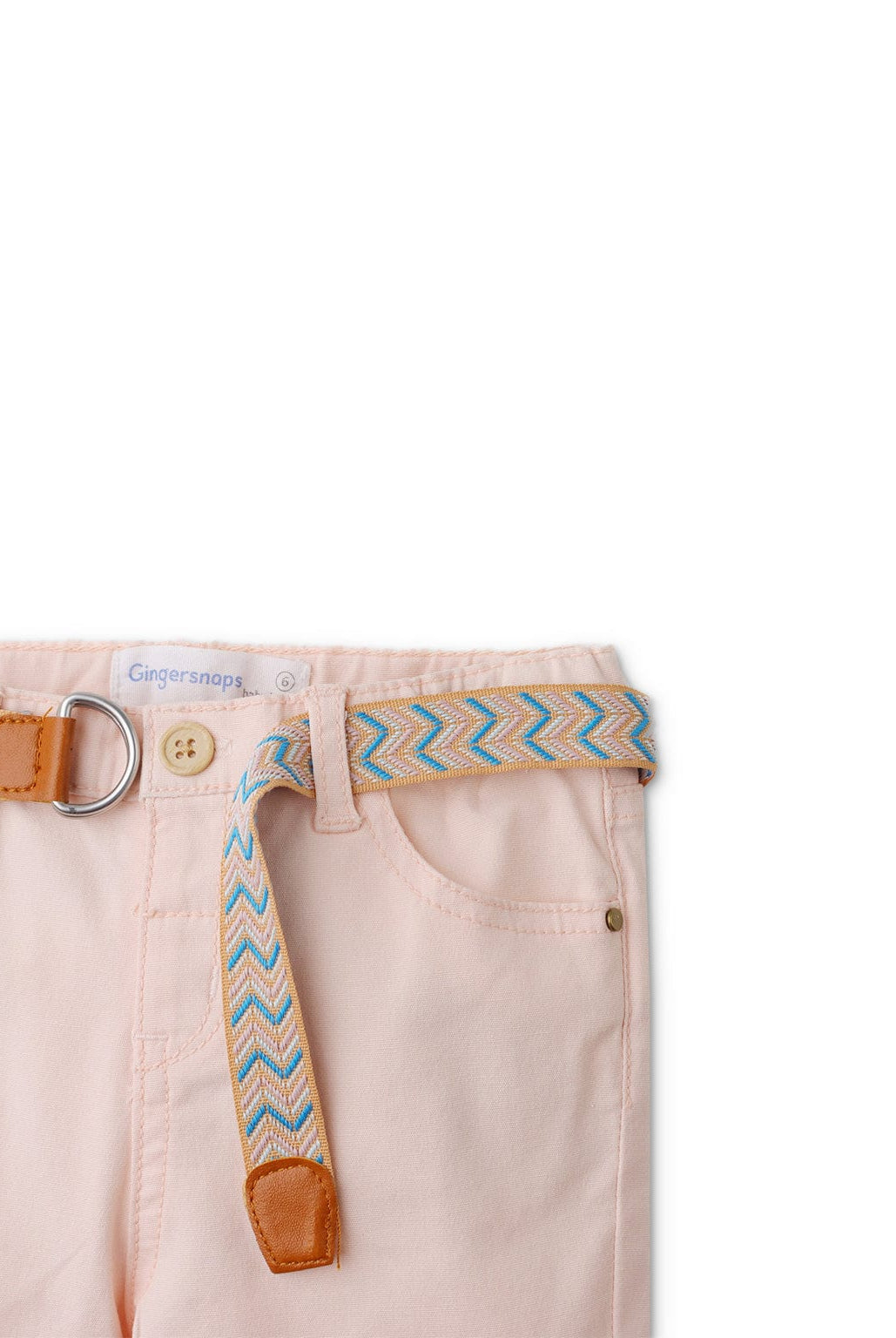 جينجرسنابس بنطال ولادي رضع سادة بحزام وردي