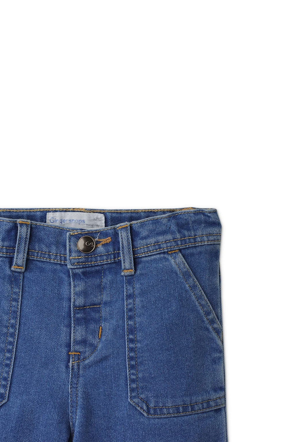 جينجرسنابس بنطلون جينز بجيوب أمامية مع زرار أمامي ولادي رضع أزرق