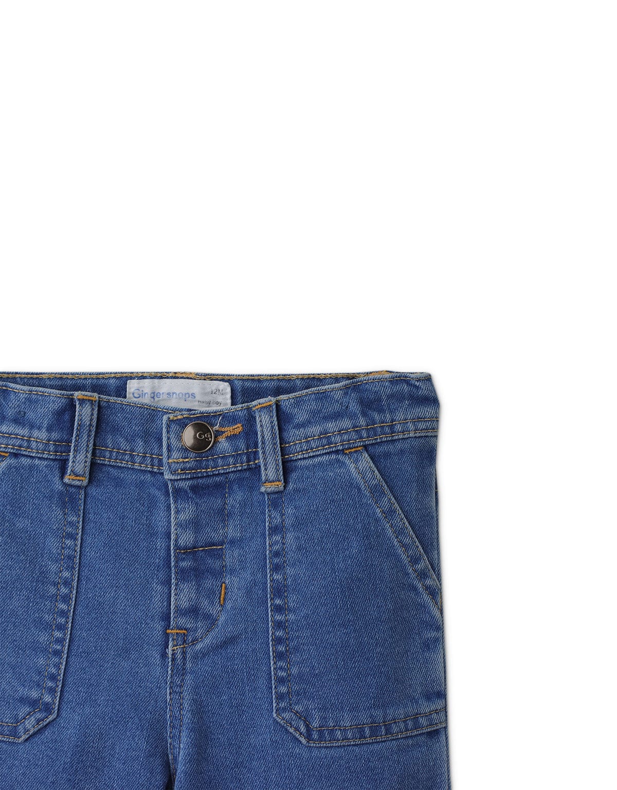 جينجرسنابس بنطلون جينز بجيوب أمامية مع زرار أمامي ولادي رضع أزرق