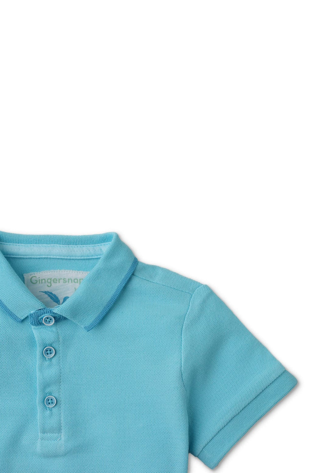 جينجرسنابس تيشيرت ولادي رضع تركواز ازرق بولو نص كم سادة أزرق فيروزي