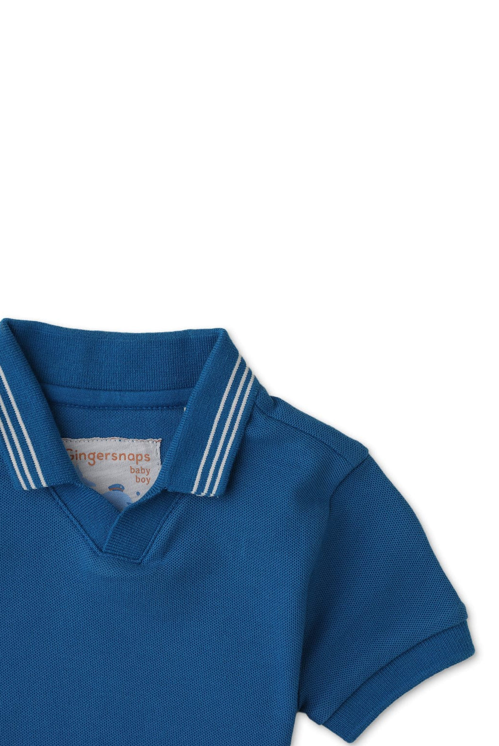 جينجرسنابس تيشيرت بولو ولادي رضع بياقة عالية نص كم أزرق