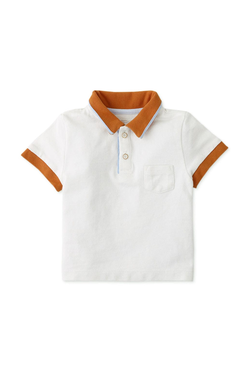 جينجرسنابس تيشيرت بولو ولادي حديثي الولادة نص كم بأزرار أمامية أبيض