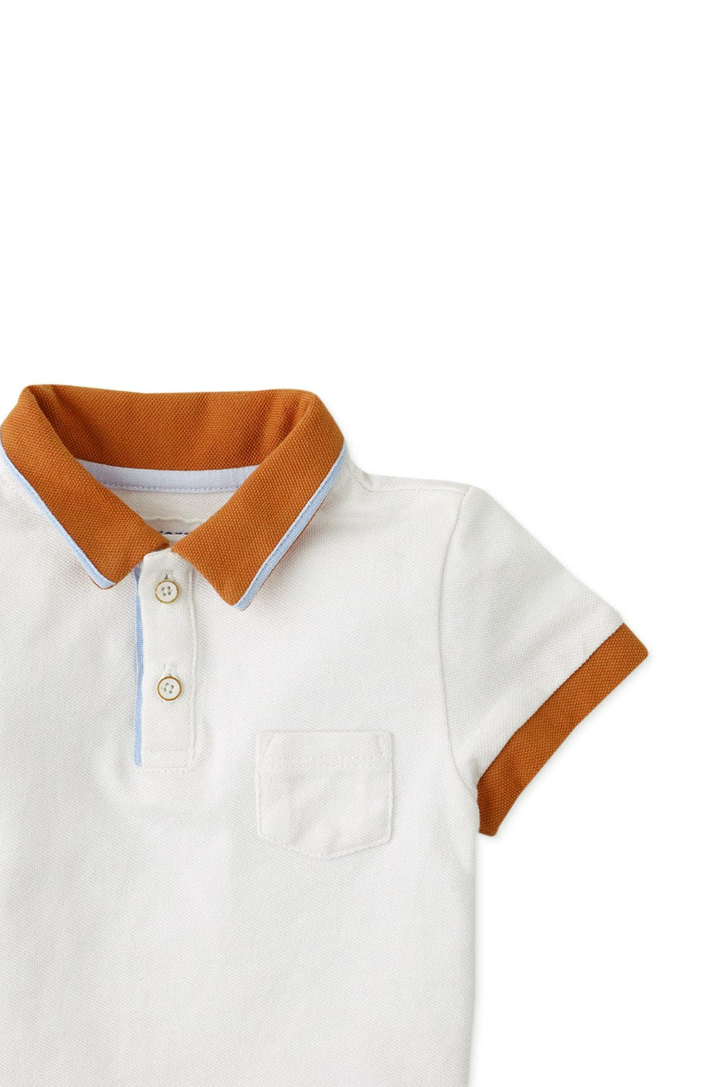 جينجرسنابس تيشيرت بولو ولادي حديثي الولادة نص كم بأزرار أمامية أبيض