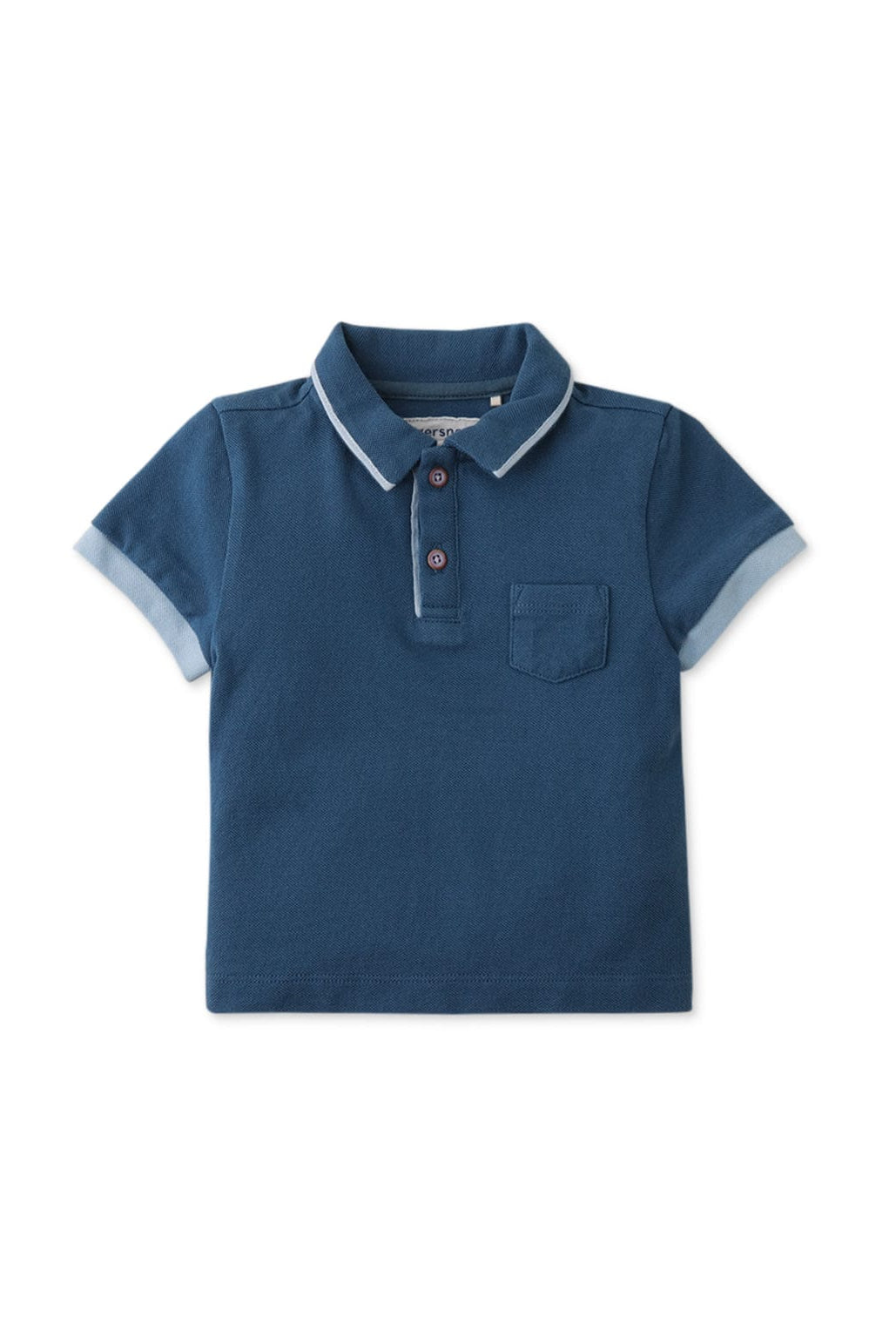 جينجرسنابس تيشيرت ولادي حديثي الولادة بولو سادة نص كم أزرق