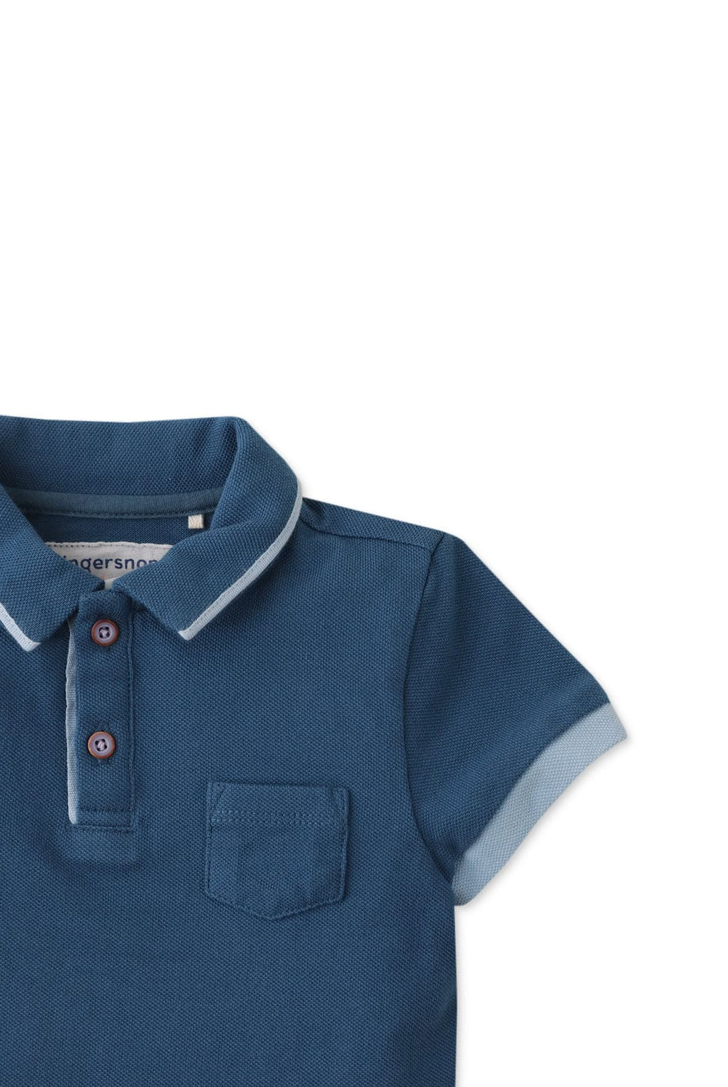 جينجرسنابس تيشيرت ولادي حديثي الولادة بولو سادة نص كم أزرق