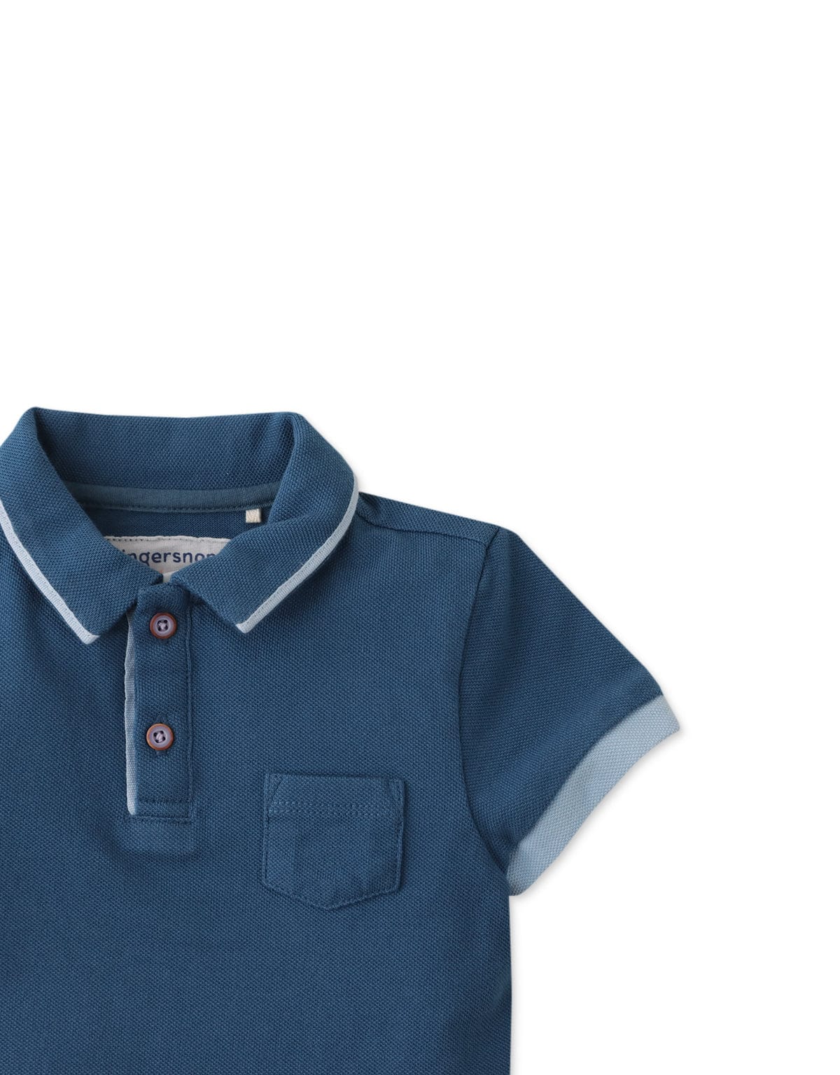 جينجرسنابس تيشيرت ولادي حديثي الولادة بولو سادة نص كم أزرق