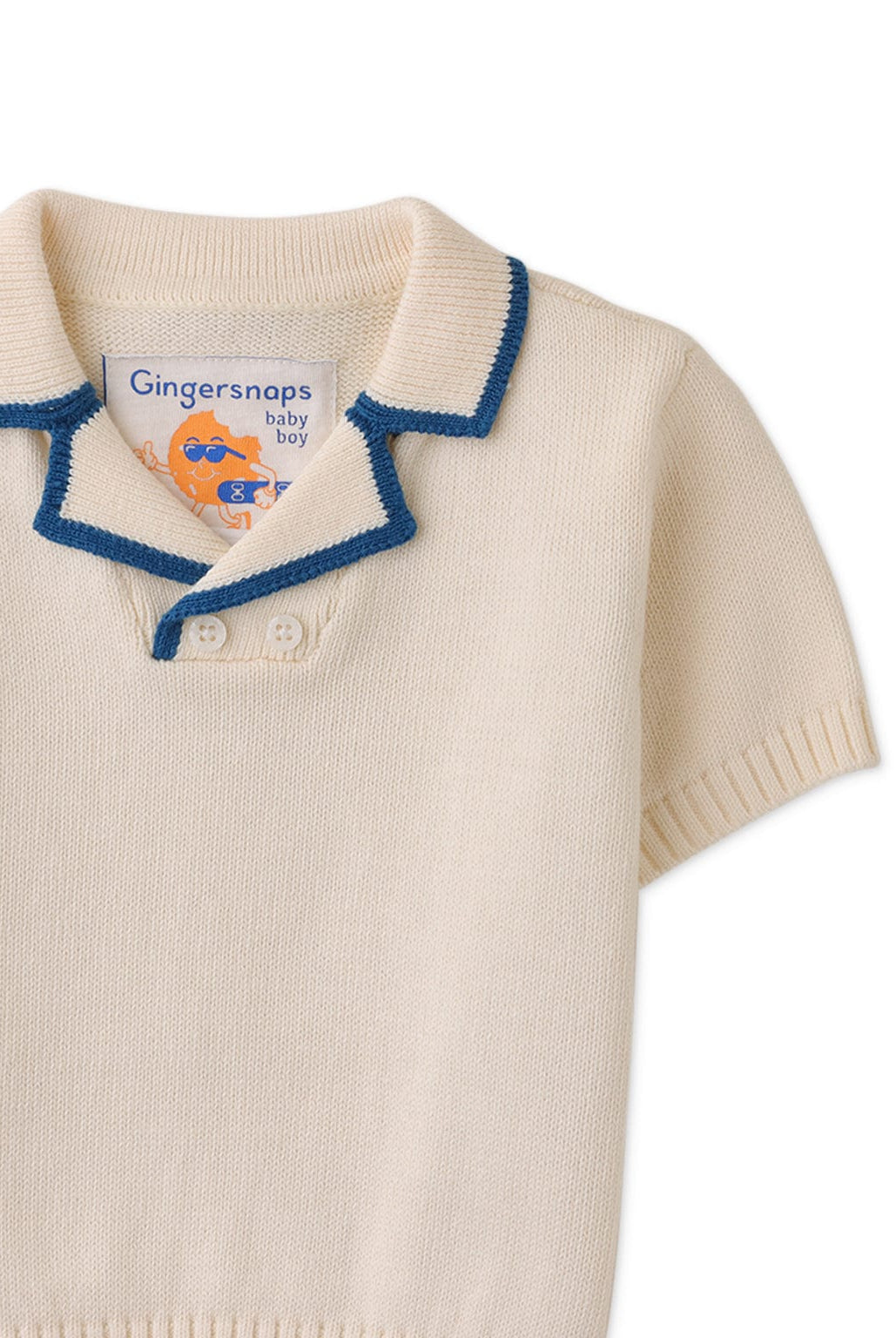 جينجرسنابس تيشيرت حديثي الولادة ولادي بولو نص كم أوف وايت