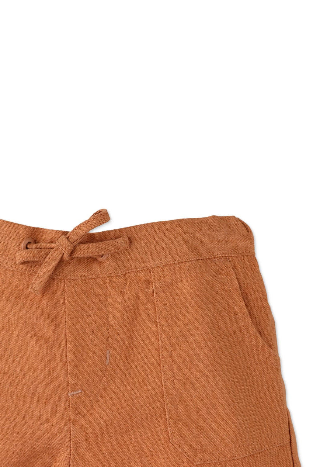 جينجرسنابس شورت اولادي رضع سادة بجيوب ورسمة خصر بني