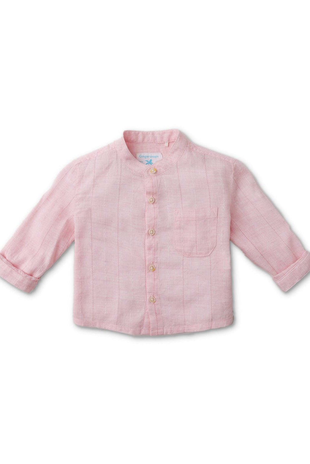 جينجرسنابس قميص بولو بأزرار أمامية أطفال رضع كم طويل وردي