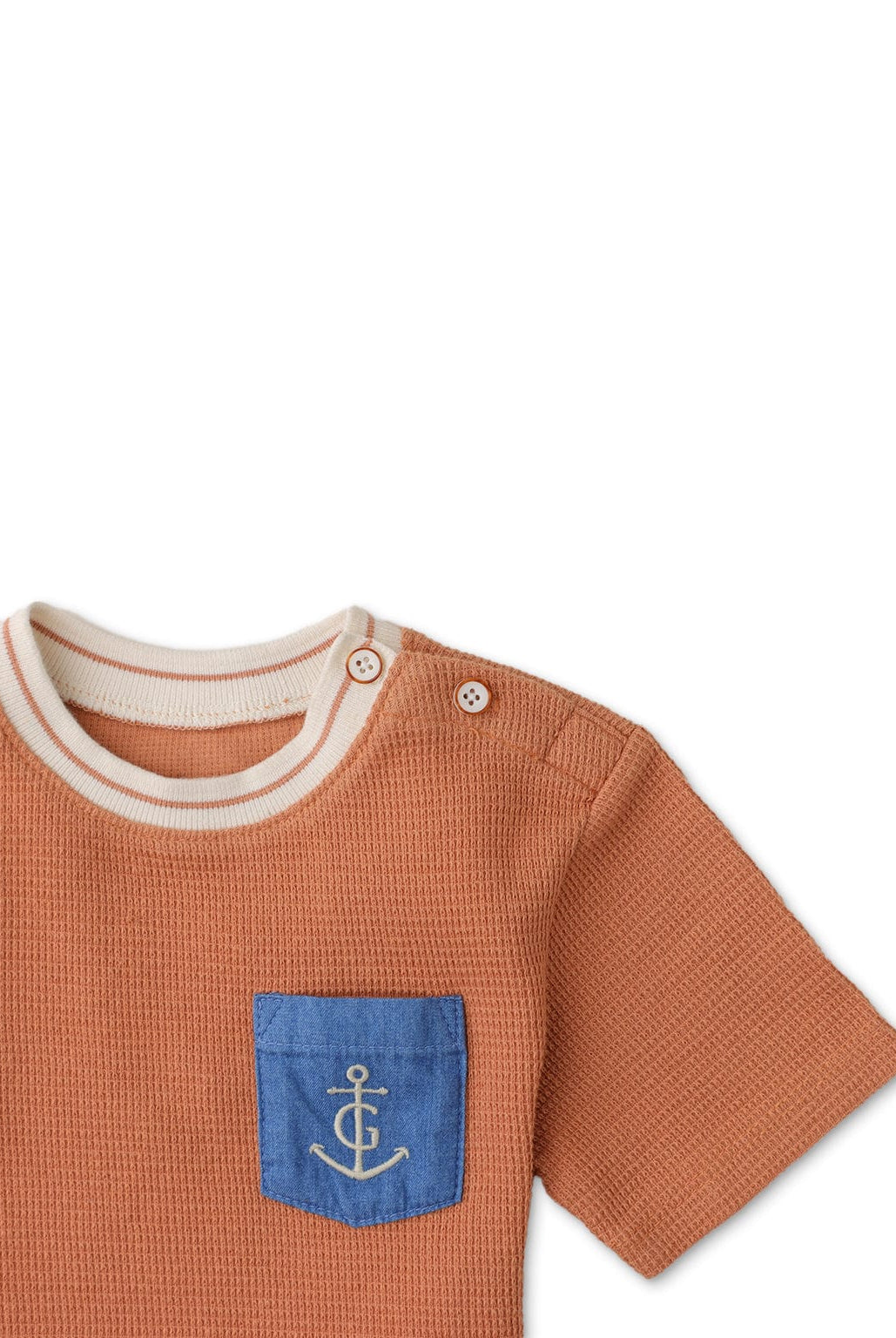 جينجرسنابس تيشيرت بيبي أولاد بجيب جانبي نص كم بني