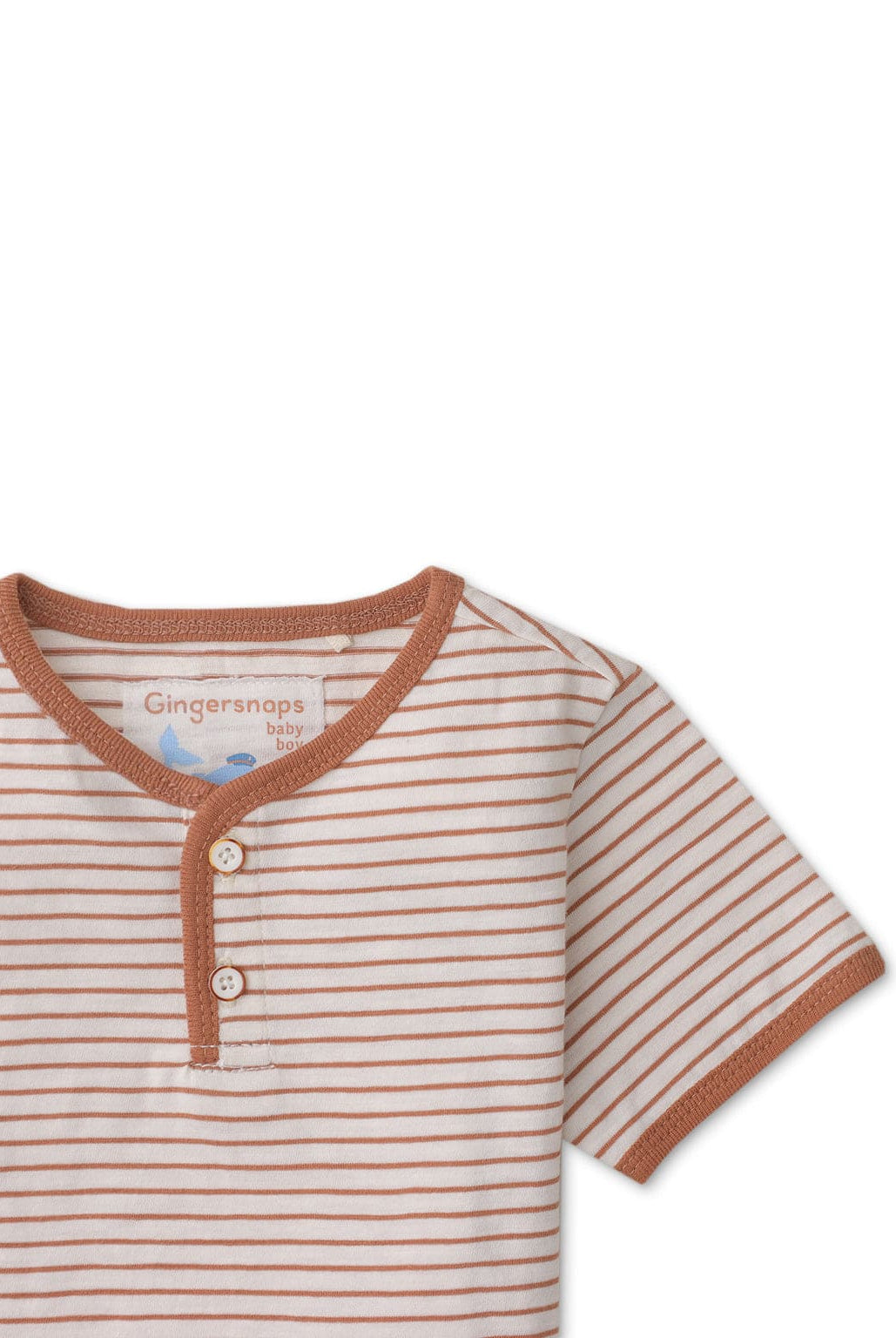 جينجرسنابس تيشيرت مخطط بالعرض بأزرار أمامية نص كم بيبي أولاد بني